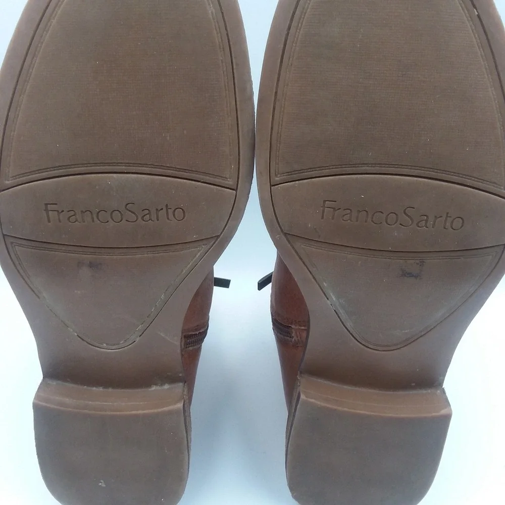 Franco Sarto Horrace Cognac Brown Leather Chelsea Boots Women's 10 Ankle Booties